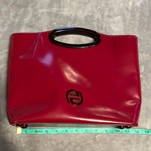 Red Patent Tote Bag with Top Handle